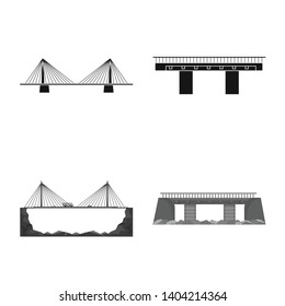 Vector illustration of connection and design icon. Set of connection and side stock vector illustration.