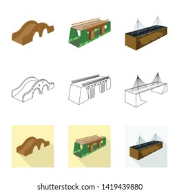 Vector illustration of connection and design icon. Collection of connection and side stock vector illustration.