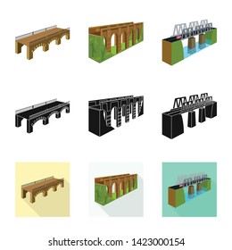 Vector illustration of connection and design icon. Set of connection and side stock symbol for web.