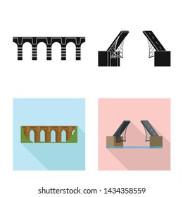 Vector illustration of connection and design icon. Set of connection and side stock symbol for web.