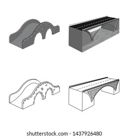Vector illustration of connection and design icon. Set of connection and side stock symbol for web.