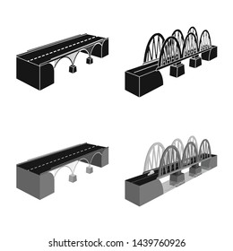Vector illustration of connection and design icon. Set of connection and side stock symbol for web.