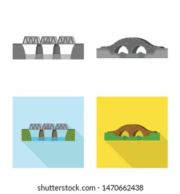 Vector illustration of connection and design icon. Set of connection and side vector icon for stock.