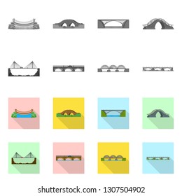 Vector illustration of connection and design logo. Collection of connection and side stock symbol for web.