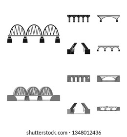 Vector illustration of connection and design logo. Set of connection and side stock symbol for web.