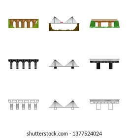 Vector illustration of connection and design logo. Set of connection and side stock symbol for web.