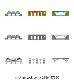 Vector illustration of connection and design logo. Collection of connection and side stock symbol for web.