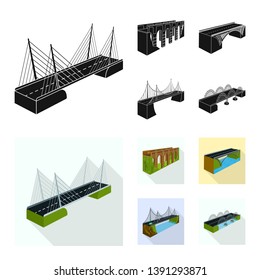 Vector illustration of connection and design logo. Set of connection and side vector icon for stock.