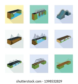 Vector illustration of connection and design logo. Collection of connection and side stock vector illustration.