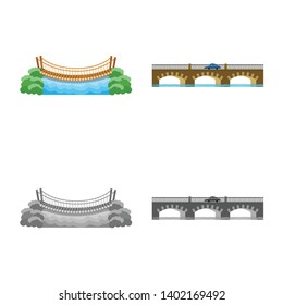 Vector illustration of connection and design logo. Collection of connection and side stock symbol for web.