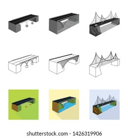 Vector illustration of connection and design logo. Collection of connection and side stock symbol for web.