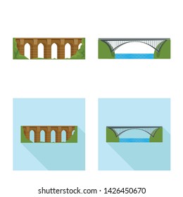 Vector illustration of connection and design logo. Set of connection and side stock symbol for web.