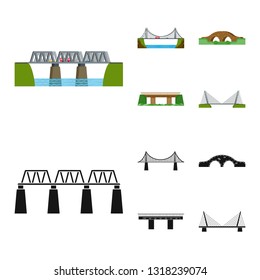Vector illustration of connection and design sign. Set of connection and side vector icon for stock.