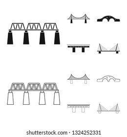 Vector illustration of connection and design sign. Collection of connection and side stock vector illustration.