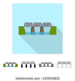 Vector illustration of connection and design sign. Set of connection and side vector icon for stock.