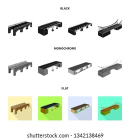 Vector illustration of connection and design sign. Set of connection and side stock vector illustration.