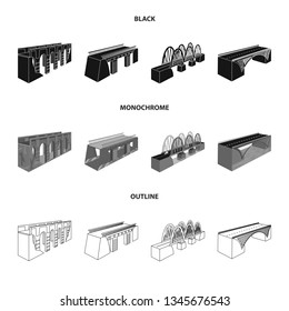 Vector illustration of connection and design sign. Set of connection and side stock vector illustration.