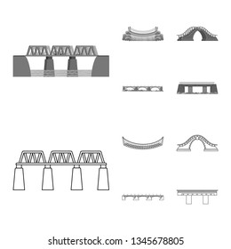 Vector illustration of connection and design sign. Collection of connection and side vector icon for stock.