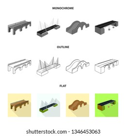 Vector illustration of connection and design sign. Set of connection and side stock symbol for web.