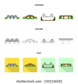 Vector illustration of connection and design sign. Set of connection and side stock symbol for web.