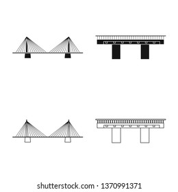 Vector illustration of connection and design sign. Set of connection and side vector icon for stock.