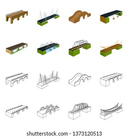 Vector illustration of connection and design sign. Collection of connection and side stock vector illustration.