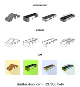 Vector illustration of connection and design sign. Collection of connection and side stock symbol for web.