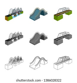 Vector illustration of connection and design sign. Collection of connection and side stock vector illustration.