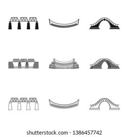 Vector illustration of connection and design sign. Collection of connection and side vector icon for stock.