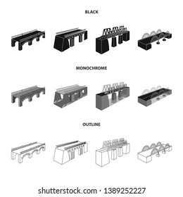 Vector illustration of connection and design sign. Set of connection and side stock vector illustration.