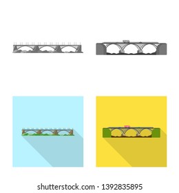 Vector illustration of connection and design sign. Set of connection and side vector icon for stock.