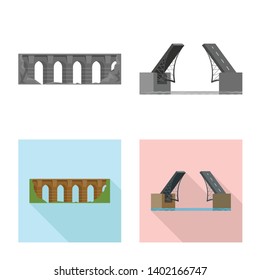 Vector illustration of connection and design sign. Set of connection and side stock vector illustration.