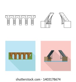 Vector illustration of connection and design sign. Set of connection and side vector icon for stock.
