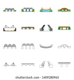 Vector illustration of connection and design sign. Set of connection and side vector icon for stock.