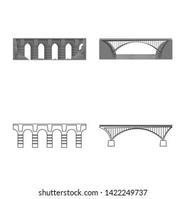 Vector illustration of connection and design sign. Collection of connection and side stock symbol for web.