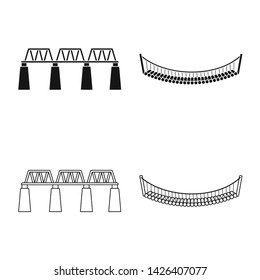 Vector illustration of connection and design sign. Set of connection and side vector icon for stock.