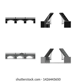 Vector illustration of connection and design sign. Collection of connection and side stock vector illustration.
