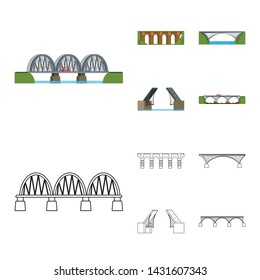 Vector illustration of connection and design sign. Set of connection and side stock vector illustration.