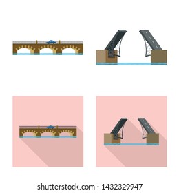 Vector illustration of connection and design sign. Set of connection and side vector icon for stock.
