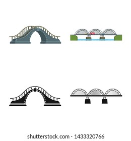 Vector illustration of connection and design sign. Set of connection and side stock symbol for web.