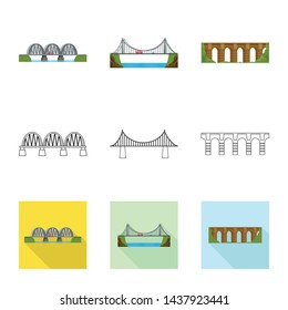 Vector illustration of connection and design sign. Set of connection and side vector icon for stock.