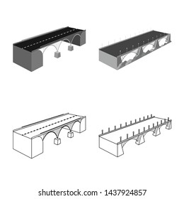 Vector illustration of connection and design sign. Collection of connection and side stock vector illustration.