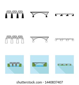Vector illustration of connection and design sign. Set of connection and side stock vector illustration.