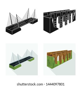 Vector illustration of connection and design sign. Set of connection and side vector icon for stock.