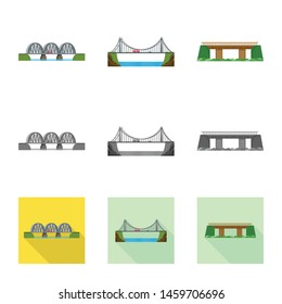 Vector illustration of connection and design sign. Collection of connection and side stock vector illustration.