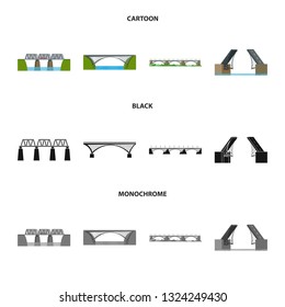 Vector illustration of connection and design symbol. Collection of connection and side stock symbol for web.