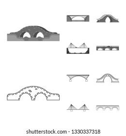 Vector illustration of connection and design symbol. Collection of connection and side vector icon for stock.