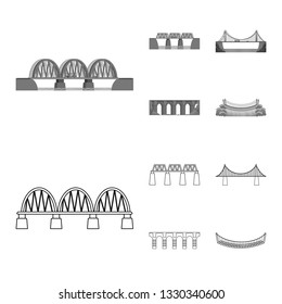 Vector illustration of connection and design symbol. Set of connection and side stock vector illustration.