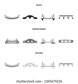 Vector illustration of connection and design symbol. Set of connection and side vector icon for stock.