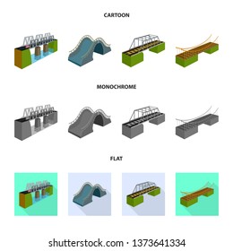 Vector illustration of connection and design symbol. Set of connection and side stock vector illustration.